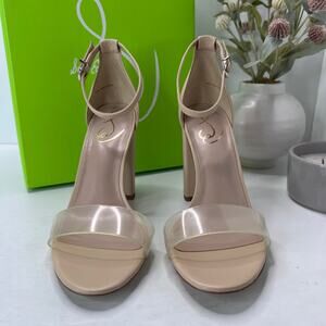 Sam Edelman Yaro Ankle Strap Block Heel Sandal Almond Women's 9.5M Tried On